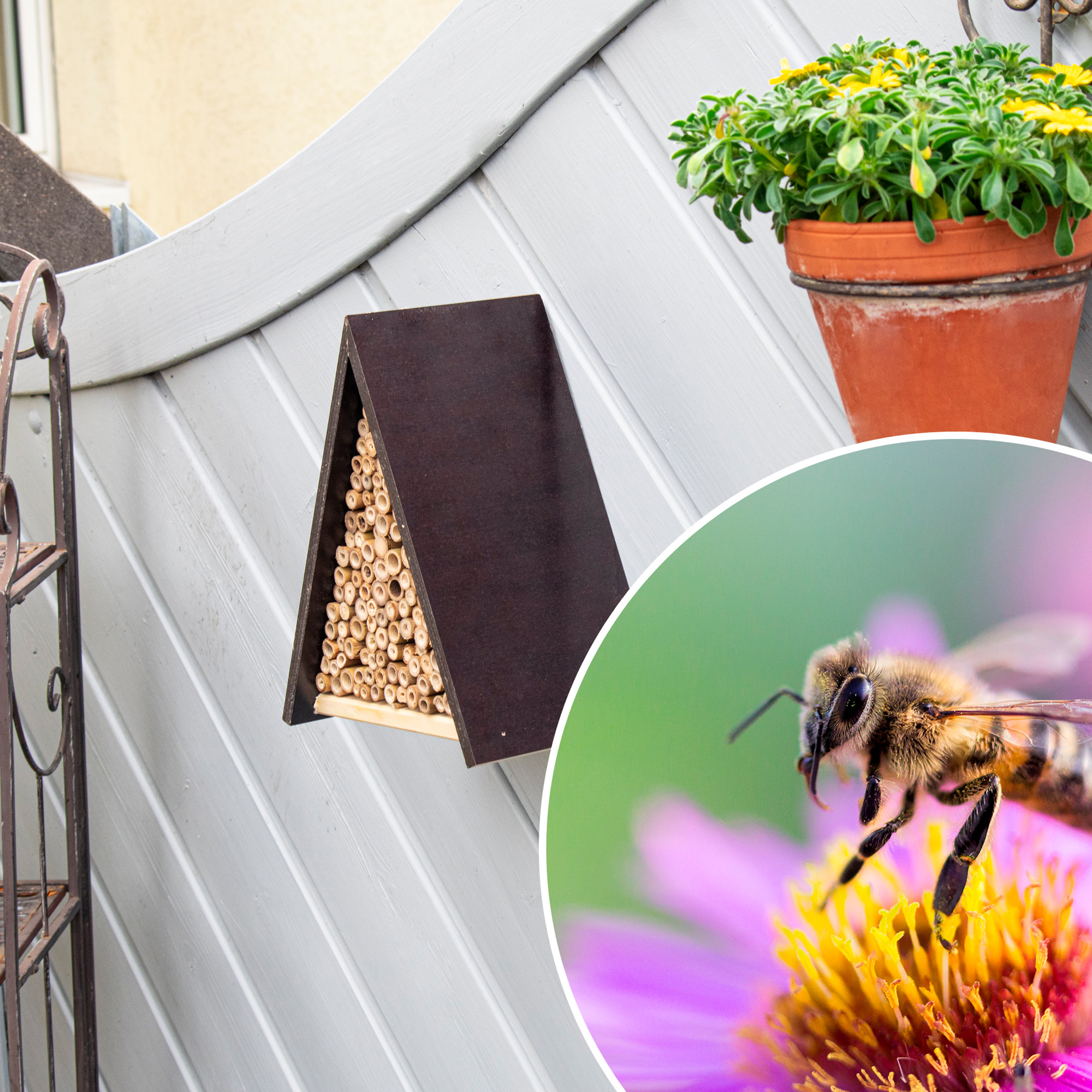 Das Hotel lässt sich hinstellen oder mit der Öse auf der Rückseite aufhängen.