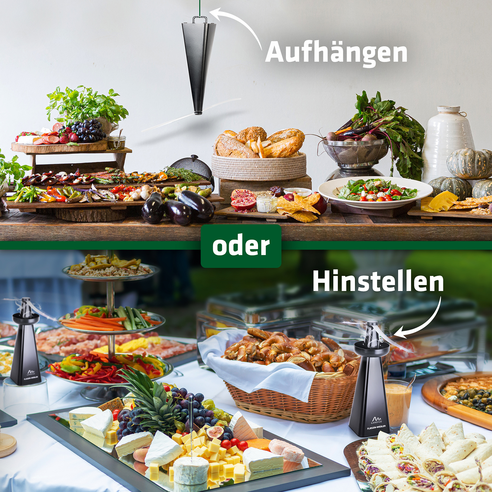 Sie können den Fliegen-Wedler auch ohne Duftschale verwenden und auch über Kopf aufhängen.