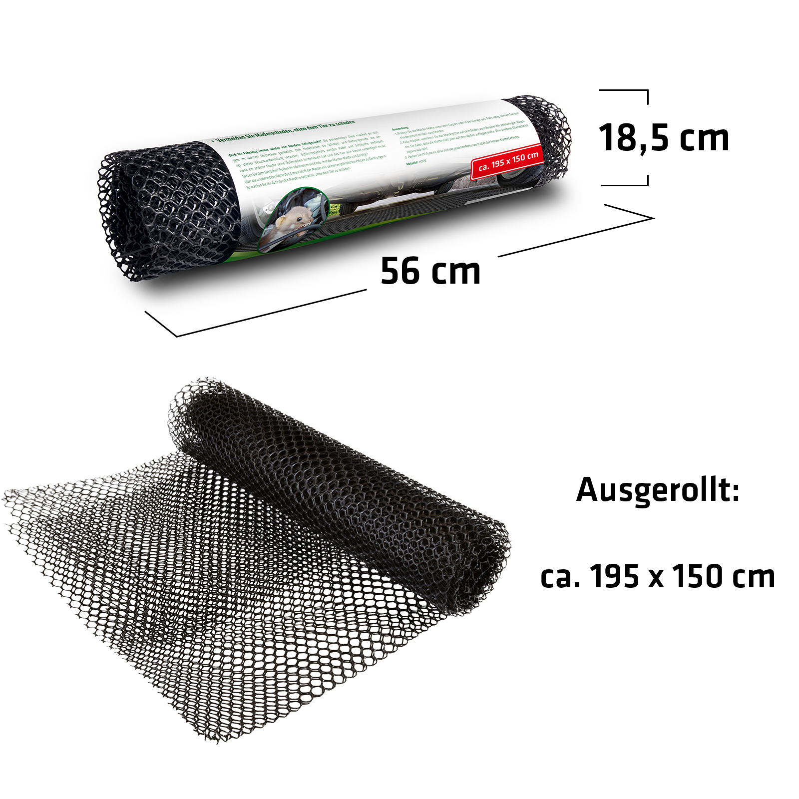 Die Abmessungen des Mardergitters