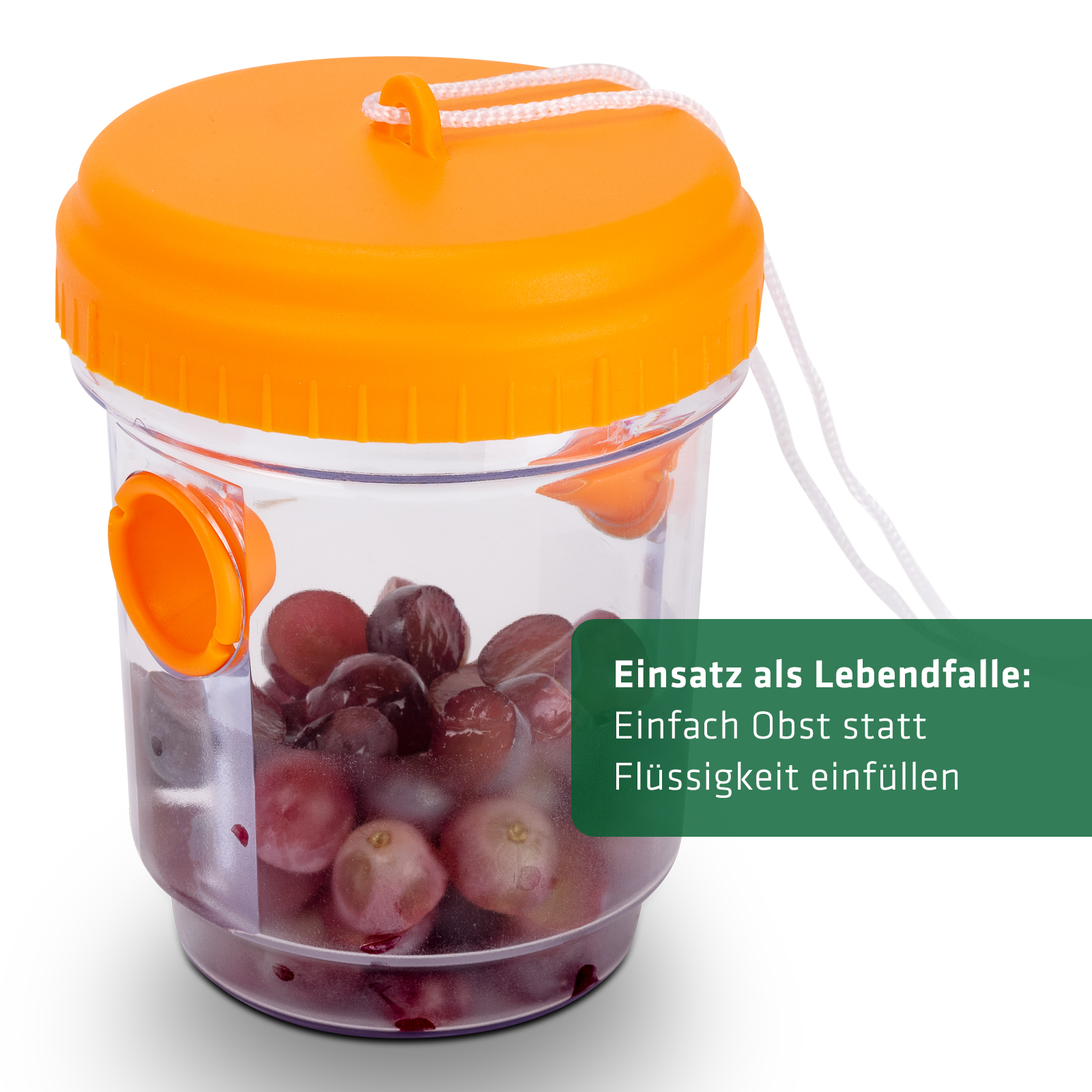 Einsatz als Wespen-Lebendfalle: Einfach Obst statt Flüssigkeit einfüllen.